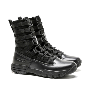 Bottes tactiques de randonnée et d'entraînement montantes en cuir et daim imperméables, coloris Tan, Vert, Camouflage, Noir - Product Image 5
