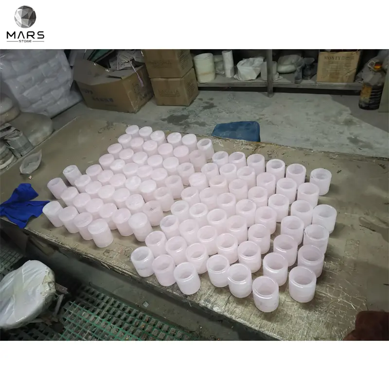 USA Verkauf von hochwertigen Naturstein Pink Candle Jar mit Deckel Pink Onyx Candle Holder
