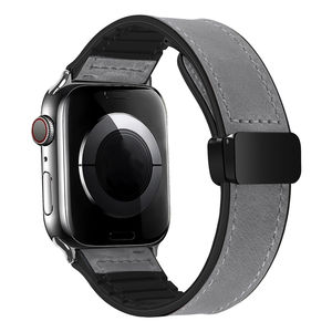 <span class=keywords><strong>Correa</strong></span> para <span class=keywords><strong>Apple</strong></span> <span class=keywords><strong>Watch</strong></span> Band 45mm <span class=keywords><strong>44mm</strong></span> 40mm 42 41mm Ultra 49mm Cuero genuino + Pulsera de silicona <span class=keywords><strong>Correa</strong></span> para IWatch Series 9 8 - Product Image 4