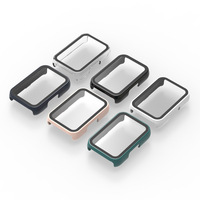 Casing Pelindung Matte 2 in 1 Full Watch Cover Hard PC dengan Kaca Tempered Terintegrasi Tipis untuk Samsung Galaxy Fit 3