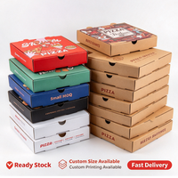 Boîtes à pizza avec logo 18 pouces 35 cm en carton ondulé pour frites et hamburgers, emballage personnalisé en papier kraft, vente en gros Eco7 12 14 15