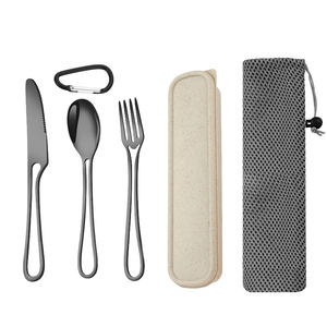 شوكة سكين حديثة من الفولاذ المقاوم للصدأ للتخييم في الهواء الطلق مشبك قفل محمول مانع لفقدان غسالة الصحون طلاء مرآة آمن - Product Image 1