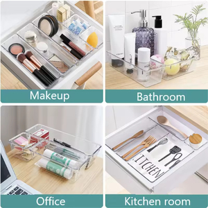 25 pezzi Set di organizer <span class=keywords><strong>per</strong></span> cassetti in plastica trasparente <span class=keywords><strong>per</strong></span> animali domestici iniezione di gioielli emozionali in alluminio <span class=keywords><strong>per</strong></span> camera da letto e <span class=keywords><strong>ufficio</strong></span> - Product Image 2