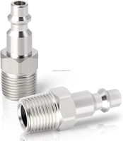Raccords industriels mâles de type M 1/4 pouce, filetage NPT chromé en acier, débit 1/4 pouce, pour tuyau de compresseur d'air 300 PSI