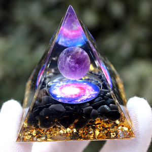 Amethyst Ball <b>Crystal</b> <b>Chip</b> Pyramid Resin Epoxy Craft Desktop Office Ornament Home Decoration Gift - Product Image 1