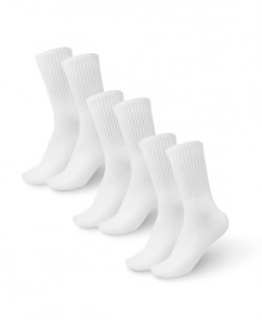 6 Pairs <b>White</b> Crew <b>Socks</b> for <b>Men</b> Women Solid Knitted Regular Length Blank Casual <b>Sport</b> Ankle <b>Socks</b> - Product Image 3