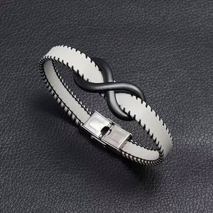 Pulseras Para Hombre Leather s 316L Stainless Steel Unlimited Symbol <b>Infinity</b> Leather for Men Number 8 Leather PU <b>Bracelet</b> - Product Image 3