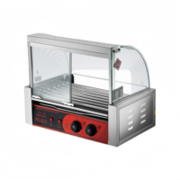 Machine à griller les saucisses et les hot-dogs entièrement automatique avec retourneur automatique, armoire de maintien au chaud et support à pain