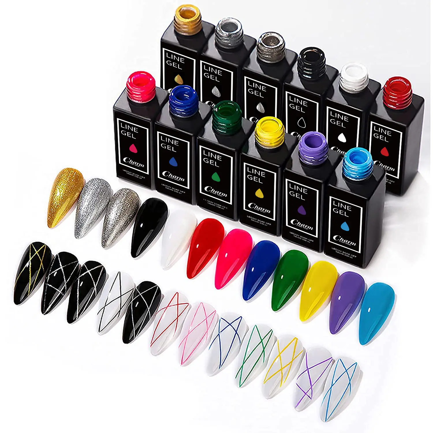 Oem Private Label 12 couleurs 10ml Uv Neon Painting Spider Line Vernis à ongles Outils de manucure Gel Liner Nail Art