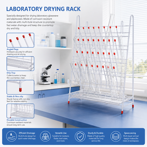Degao - Escurridor de Laboratorio de Hierro con Recubrimiento Anticorrosión, con Soportes Antideslizantes y Bandeja de Drenaje para Almacenamiento de Material de Vidrio - Product Image 2