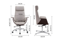 Chaise de bureau de direction élégante et moderne en cuir véritable blanc, réglable en hauteur, avec accoudoirs en bois