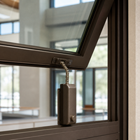 Fenêtre coulissante moderne en aluminium avec enrouleur à chaîne et double vitrage trempé pour bâtiments publics