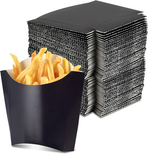 B699 contenitori per patatine fritte nere portacarte salumi usa e getta tazze di carta Kraft da <span class=keywords><strong>asporto</strong></span> scatole di patatine fritte - Product Image 1