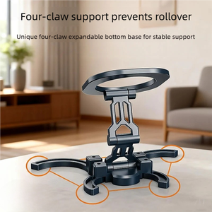 Support magnétique pour téléphone, rotation sur 5 axes, aimant puissant double face, 4 griffes anti-roulement, ultra fin 18 mm, pliable pour bureau, voiture, voyage - Product Image 3