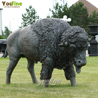 Sculpture de buffle en bronze, statue d'animal en métal grandeur nature YOUFINE