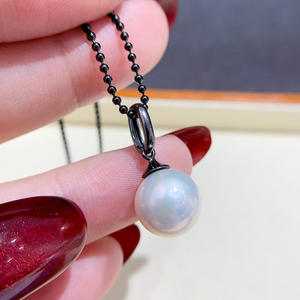 Colgante de Plata de Ley S925, Accesorio para DIY, Base Vacía para Collar Negro con Cuentas Redondas de 9-15 mm, Tamaño 31 para Collares de Perlas - Product Image 1