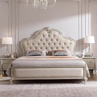 Lit de luxe de style américain pour chambre à coucher, taille King & Queen, nouveau lit double de mariage, lit de princesse moderne et moelleux, rembourrage en bois massif