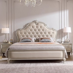 Cama <span class=keywords><strong>de</strong></span> Lujo Estilo Americano, Tamaño King y Queen, Nueva Cama Doble para Bodas, Moderna Cama Princesa con Respaldo Suave, Tapicería <span class=keywords><strong>de</strong></span> Madera Sólida - Product Image 2