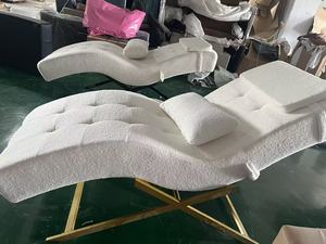 เตียงนวดเสริมสวยดีไซน์ใหม่ หนังสีชมพู ฐานสแตนเลสโค้ง สำหรับต่อขนตา - Product Image 5