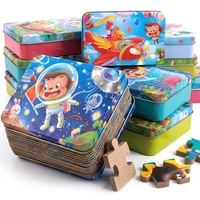 Puzzle en métal découpé au laser pour enfants, motifs Singe, Dauphin, Coq, thème Espace et Plongée, finition mate non toxique, boîte cadeau, OEM