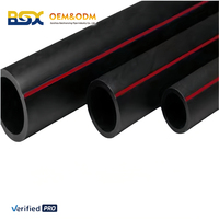 Tuyau minier en HDPE noir avec bandes rouges, anti-corrosion, anti-flamme, DN20 DN1600, drainage minier, ventilation, drainage des gaz