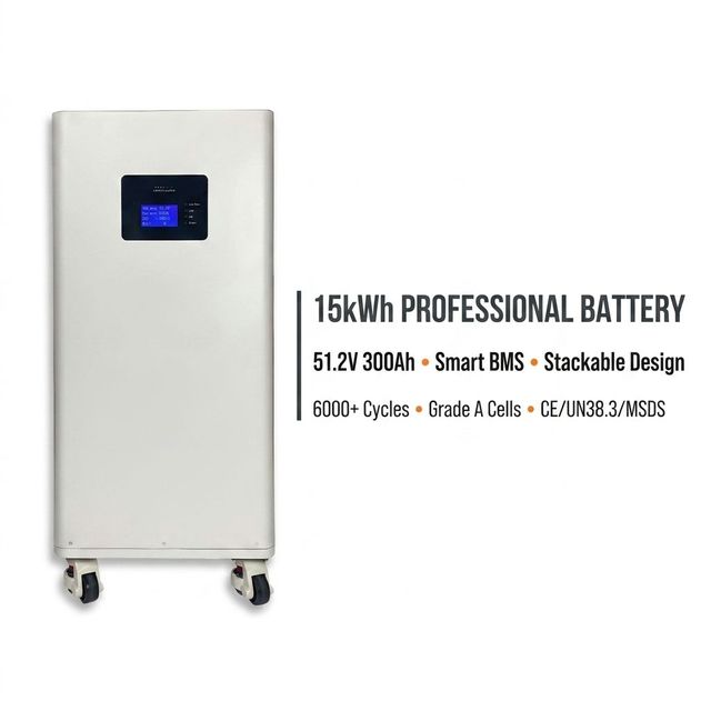 Professional 15kWh LiFePO4 Battery 51.2V 300Ah Smart BMS Stackable Energy Storage Wall-Mounted Grade a 6000 Cycles