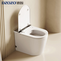 S023 Toilette intelligente futuriste avec télécommande, siège chauffant, garniture blanche et grise, sans contact, chasse d'eau automatique double, toilette intelligente au sol