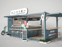 Café préfabriqué en conteneur pour rue |   Café modulaire antirouille |   Maison de vente au détail moderne au design vibrant orange, prête à l'emploi