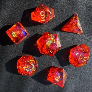 Dadi poliedrici dadi rossi con bordo tagliente in resina di alta qualità per Dragon and Dungeon Board Game