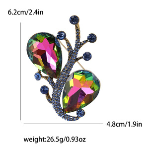 Broche en alliage de cristal et de verre pour femme, accessoires vestimentaires tendance, broche diamantée, corsage - Product Image 3