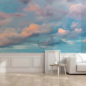 Weiße rosa bewolkt und blauer Himmel 3d-Wandbild Heimdekoration