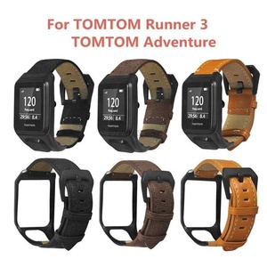 Bracelet de montre en cuir véritable remplacé avec fermoir en métal pour <span class=keywords><strong>TomTom</strong></span> <span class=keywords><strong>Runner</strong></span> 2 3/Spark 3 Cardio/Music/Adventurer - Product Image 4