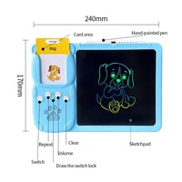Tablette d'écriture numérique pour enfants Samtoy 2 en 1, personnalisable, 112 cartes, tableau de dessin, cartes flash parlantes, tablette d'écriture LCD en anglais