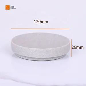 Polyresin Soap Dish Holder Tray With Drain Holes For Bathroom Kitchen With Marble poly Stone Round Shape Bath tile soap holder