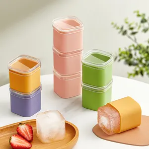 Customized Wholesale 4 Colors Food Grade Large Square Whiskey Silicone Shape Ice Cube Tray Mold