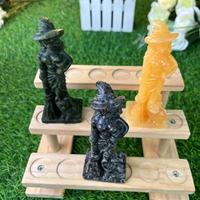 Vente en gros vrac sculpture sur cristal Calcite Yooperlite sorcière sculptée à la main sculpture de sorcière en cristal pour Halloween