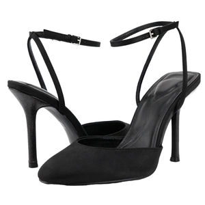 Sandalias Negras de Tacón Alto con Punta Puntiaguda, Deslizables, con Correa en el Tobillo, Zapatos de Vestir de Verano - Product Image 1