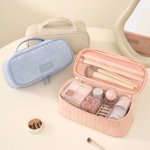 New Waterproof Large Capacity Cosmetic Bag Portable Travel <b>Makeup</b> <b>Case</b> With Division Pink Blue Beige Gray - Product Image 1
