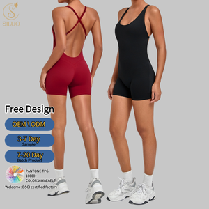 Nouvelle <span class=keywords><strong>combinaison</strong></span> de yoga personnalisée pour <span class=keywords><strong>femme</strong></span>, dos croisé, tenue de sport moulante, avec coussinets de poitrine amovibles, tenue de yoga une pièce pour la gym - Product Image 1