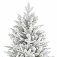 Sapin de Noël Artificiel Entièrement Floqué 1,8m 2,1m 2,4m, Effet Neige Abondante, Blanc, avec Support Métallique Robuste pour Événements Festifs