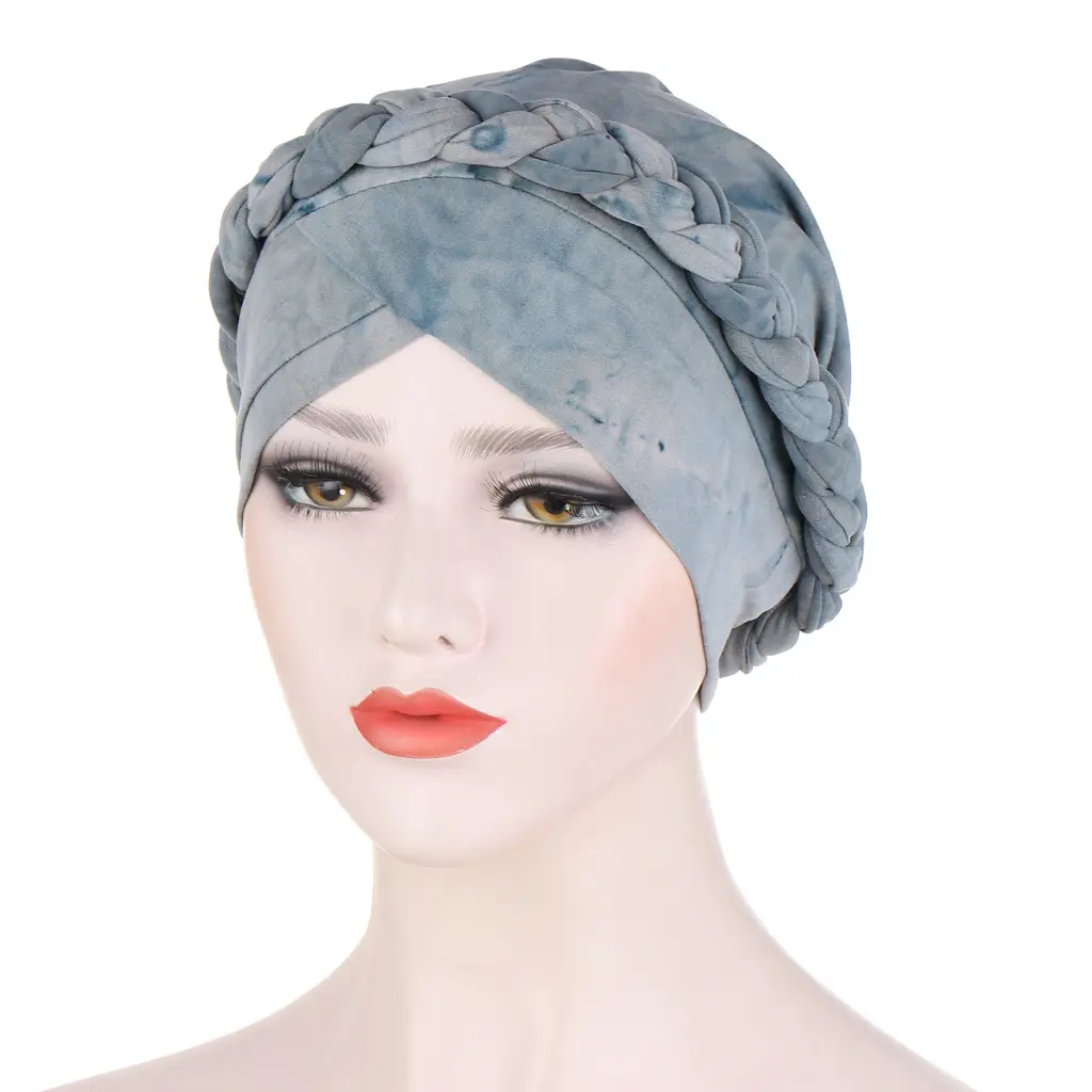 Turbante de seda Tie-Dye para mujer, pañuelo para la cabeza, gorro musulmán, turbante, pañuelo elástico para la cabeza, 2022