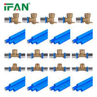 Raccords de tuyauterie IFAN haute pression PEX AL PEX 16 18 20 25 26 32 40 50 63MM, couleur rouge et bleue, raccords à sertir en laiton pour plomberie