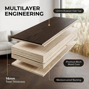 Suelos de <span class=keywords><strong>parquet</strong></span> de madera multicapa de lujo, grado Select, de roble ingenierado con acabado en nogal negro, núcleo de abedul ruso de 14 mm - Product Image 2