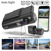Caméra de tableau de bord double canal 2K avant/arrière Auto Sight avec moniteur de stationnement 24H, WiFi, GPS, objectifs 140/130° et reconnaissance de plaque d'immatriculation
