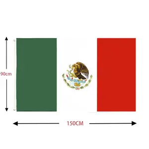 علم الرئاسة في الهواء الطلق مخصص 90 * من البوليستر المكسيكي للانتخابات مع زخرفة الحلقات النحاسية الملونة الزاهية