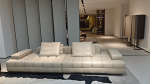 Sofá <span class=keywords><strong>cama</strong></span> de cuero suave y cómodo para sala de estar, sofá modular seccional Householod de nuevo estilo - Product Image 4