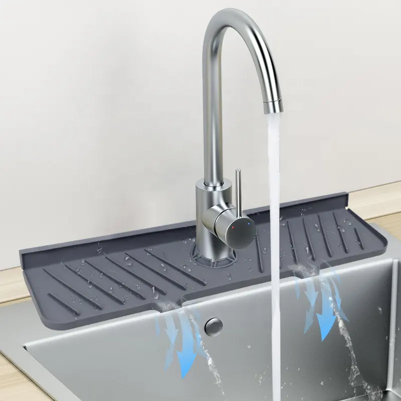 Wellfine Hot Koop Siliconen Sink Kraan Mat Voor Keuken Drogen Aftappen Pads Splash Guard Siliconen Kraan Mat