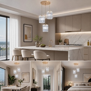 3-<b>Light</b> Crystal Modern Cluster Pendant Lighting Over Table Hanging Ceiling <b>Chandelier</b> Fixture for Kitchen Island Dining Room - Product Image 3