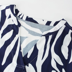Rendere i miei vestiti personalizzati manica corta scollo a V estate grafica bianca blu su tutta la stampa a blocchi abito Midi tunica delle donne - Product Image 3