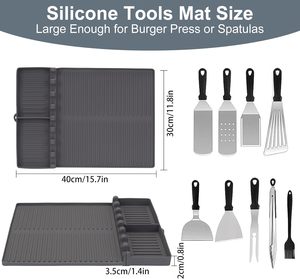 <b>Silicone</b> Grill Mat for Blackstone, Reusable Griddle Tools Mat with Drip Pad, Spatula Mat for Outdoor Grill Kitchen Countertop - Product Image 2